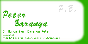 peter baranya business card